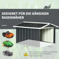 Outsunny Metallschuppen für Rasenmähroboter, rostfrei, 86 x 100 x 63cm, Dunkelgrau(m-6)