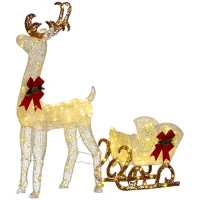 Outsunny 170 LED Light Reindeer and Sleigh Christmas Decoration(m-11)