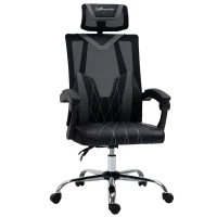 Vinsetto Fauteuil de bureau pivotante 360° avec appui-tête et support lombaire - hauteur d'assise réglable 58 x 62,5 x 112-120 cm gris(m-11)
