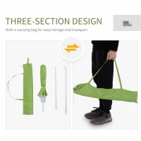 Outsunny 1.7m Beach Umbrella, Portable Parasol with Tilting Function, Carry Bag, Outdoor Sunshade Shelter with 8 Ribs, Green(m-7)