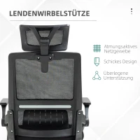 Vinsetto Bürostuhl Schreibtischstuhl Office-Stuhl, höhenverstellbar, 1 Kopfstütze, 60 x 61 x 121,5 cm. Schwarz(m-6)