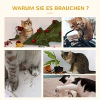 PawHut Katzenhaus mit Hängematte, Katzenkiste mit Sisalstamm, Katzenhöhle, Katzenbaum, Katzenaktivitätszentrum, Tannenholz, Natur, 70 x 35 x 60 cm(m-7)