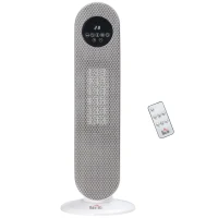 HOMCOM Chauffage d'appoint Radiateur soufflant Radiateur céramique oscillant 15-40°C avec Télécommande 1300/2000W, 21 x 21 x 63,5 cm(m-10)