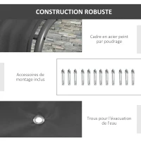 Outsunny Pergola adossée auvent rétractable dim. 4L x 3l x 2,1/2,8H m toile polyester haute densité structure métal époxy gris(m-6)