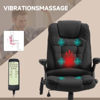 Vinsetto Bürostuhl mit Vibrationsmassage, Ergonomisch Schreibtischstuhl mit Heiz-, Liegefunktion, Höhenverstellbar Chefsessel mit Fernbedienung, Seitentasche, Leinenoptik, Schwarz(m-4)