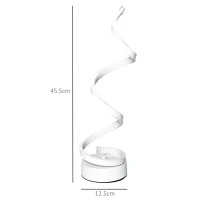 HOMCOM Set of 2 Modern Wave-Shaped LED Table Lamp with Round Metal Base for Living Room, Bedroom, White(m-3)