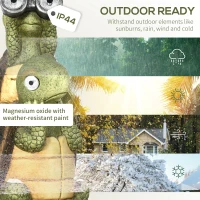 Outsunny Vivid 2 Tortoises Garden Statue with Solar LED Light, Outdoor Ornament Art Sculpture Home Decoration for Porch, Deck, Grass(m-6)