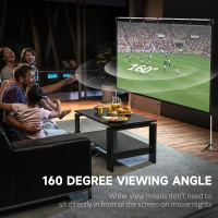 HOMCOM Projector Screen and Stand, 100 inch Portable Front & Rear Projection Screen, 4K HD 16:9 Screen for Outdoor and Indoor, Home Theater, Presentation(m-4)