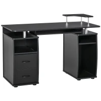 HOMCOM Bureau informatique étagères et tiroir, 120 x 50 x 85 cm, bureau d'ordinateur avec rangement support imprimant et clavier, table d'étude pour chambre, bureau, noir(m-1)