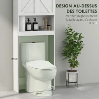 HOMCOM Armoire de rangement dessus des toilettes, meuble de salle de bain placard 2 portes étagère 58,5L x 23l x 170H cm blanc(m-5)
