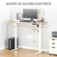 Vinsetto Escritorio Eléctrico con Altura Ajustable y 4 Teclas de Memoria para Oficina Hogar 140x70x72-116 cm  Blanco y Natural(m-4)