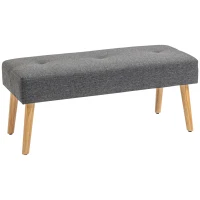 HOMCOM Multifunctional Bed End Bench Tufted Upholstered Shoe Bench Ottoman Footstool Linen Fabric for Entryway Living Room Grey(m-10)