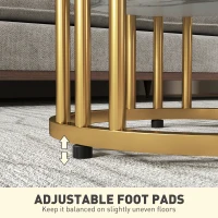 HOMCOM Set of Two Marble-Effect Coffee Tables - White/Gold-Tone(m-7)