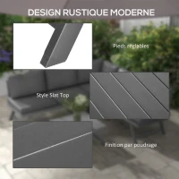 Outsunny Ensemble salon de jardin d'angle et convertible 4 pièces avec 2 banquettes, 1 fauteuil d'angle et 1 table basse(m-7)