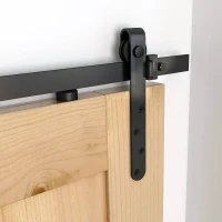 HOMCOM Kit de porte coulissante système galandage avec porte épaisseur 20-25 mm largeur max. 0,9 m charge max. 20 Kg acier noir(m-7)