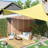 Outsunny Vela Ombreggiante Rettangolare, Tenda da Sole per Esterno in Poliestere Anti UV Traspirante 3x4m Color Sabbia(m-2)
