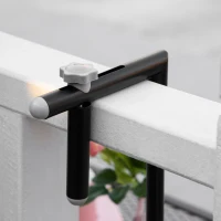 Outsunny Tavolo da Ringhiera Pieghevole e Regolabile in Metallo, 60x60x57-72cm, Nero(m-9)