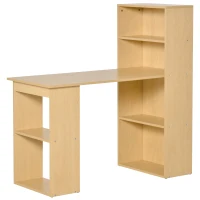 HOMCOM Bureau informatique, bureau avec rangement, 6 compartiments ouverts, table d'ordinateur pour chambre, studio, 120 x 55 x 120 cm, bois naturel(m-1)