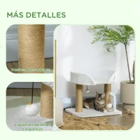 PawHut Árbol Rascador para Gatos Pequeños Altura 42 cm con Nido Bolas Colgantes y Postes de Sisal 48x38x42 cm Blanco(m-5)