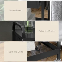 HOMCOM Mehrzweckwagen mit 1 Schublade, 1 Ablage, 4 Rollen, Küchenwagen, Schwarz(m-6)