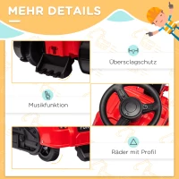 HOMCOM 3-in-1 Aufsitzbagger für Kinder 1,5 bis 4 Jahre, Musikfunktion, Schwarz/Rot(m-6)