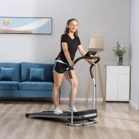 HOMCOM Tapis de course Fitness électrique pliable - 1 à 10 Km/h - écran LCD multifonctions - puissance 500 W - gris clair noir(m-2)
