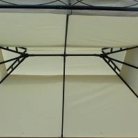 Outsunny Luxus Pavillon Gartenpavillon Partyzelt Festzelt Gartenzelt Pagode 3x4 m Creme(m-7)