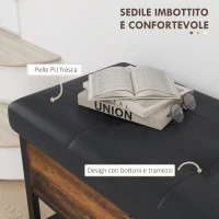 HOMCOM Panca Scarpiera da Ingresso Industriale con Ripiano Nascosto, in Truciolato e Acciaio, 100x40x50 cm, Marrone e Nero(m-6)