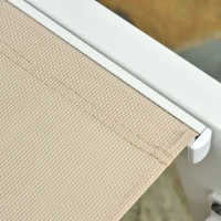 Outsunny Lettino Prendisole con Schienale Reclinabile, in Alluminio e Textilene, 169x65x102 cm, Beige e Bianco(m-9)