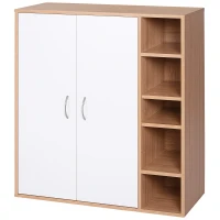 HOMCOM Mehrzweckschrank Standschrank Standregal Dekoschrank Bücherregal Schrank Holz Natur + Weiß 80 x 32 x 91 cm(m-1)