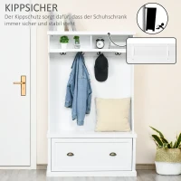 Aosom Garderobe im Vintage-Design mit Sitzbank 2 Regale MDF Weiß(m-7)
