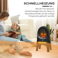 HOMCOM Elektroheizung, 3 Modi, 10-49° C, mit Fernbedienung, LED-Flammen, freistehend, schwarz, 33,7 x 25,5 x 60,4cm(m-5)