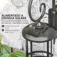 Outsunny Lampada da Esterno con Pannello Solare, Impermeabile IP44 e Accensione Automatica, Nero(m-4)
