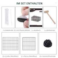 PawHut Kleintiergehege kleintierkäfig Freigehege DIY Metall Kleintiere Multi-Winkel-Verbindungen Anti-Rutsch-Matte öffenbar 22 Platten Schwarz 105 x 70 x 45 cm(m-5)