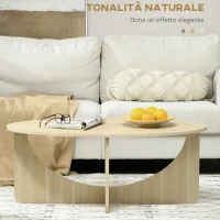 HOMCOM Tavolino da Salotto Ovale in Truciolato dallo Stile Moderno, 110x60x45cm, Color Rovere(m-4)