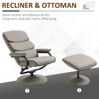 HOMCOM Recliner Chair with Ottoman 360° Swivel Faux Leather High Back Armchair w/ Footrest Stool for Home Office(m-7)