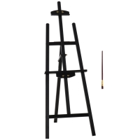 HOMCOM Staffelei Holz 134,5 cm hoch Holzstaffelei für Leinwände bis 108 cm Feldstaffelei Atelierstaffelei für Malerei, Skizze, Hochzeit, Ausstellung Schwarz