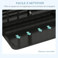 PawHut Cage pour chien pliable transport sur roulettes 2 portes verrouillables plateau amovible interieur exterieur acier noir(m-7)