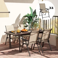 Outsunny Set of Four Folding Outdoor Chairs - Brown/Black(m-8)
