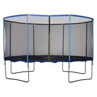 HOMCOM Trampolino Elastico da Esterno, Tappeto Elastico per Bambini e Adulti da Giardino con Rete di Sicurezza e Bordo Imbottito, Giochi da Giardino e Casa, Ø426x269cm, Blu e Nero(m-1)