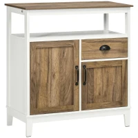 HOMCOM Mobile Cucina Stile Rustico con Armadietti e Cassetto, 76.6x 35x 81.5cm, Bianco e Marrone(m-1)