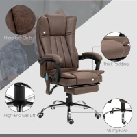 Vinsetto Vibrating Massage Office Chair with Heat, Desk Chair with Height Adjustable and Footrest, Dark Brown(m-7)