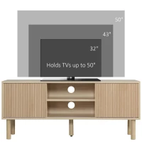 HOMCOM Sliding Door TV Cabinet Stand - Oak Wood-Effect(m-4)