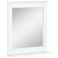 kleankin Wandspiegel mit 1 Regal Modernes Design platzsparend MDF Glas Weiß(m-10)