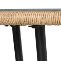 Outsunny 5-tlg. Polyrattan Gartenmöbel Set Essgruppe Esstisch mit 4 Stühlen Gartensitzgruppe mit Beistelltisch Gartenset Outdoor Metall Natur(m-9)