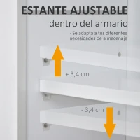 kleankin Armario de Baño con Espejo de Gran Almacenaje Armario Montado en la Pared con Estante Ajustable Interior y Estantes Abiertos 60x18x63 cm Blanco(m-5)