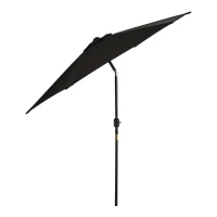 Outsunny Knickschirm Sonnenschirm Gartenschirm Marktschirm mit Handkurbel Alu 180/㎡ Polyester Schwarz ∅2,6 x 2,35 m(m-10)