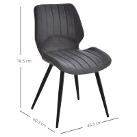 HOMCOM Dining Chairs Set of 2, PU Leather Upholstered Kitchen Chairs with Backs, Moulded Padded Seats and Steel Frame for Dining Room, Grey(m-3)