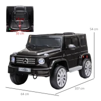 HOMCOM Coche Eléctrico para Niños de Batería 12 V BENZ G500 con Control Remoto Música Bocina  3-5 km/h Carga 30 kg Negro(m-3)