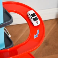 HOMCOM Garage Parking Voitures Enfant - 5 Niveaux, 4 Voitures, 1 hélicoptère - Ascenseur Manuel, Station-Service, Pont élévateur - PP ABS Bleu Rouge Jaune(m-9)